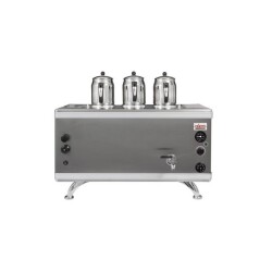 Ateşe Gold Compact Otomatik Gazlı Elektrikli İnox 3 Demlikli Çay Kazanı, 34 Litre - Ateşe