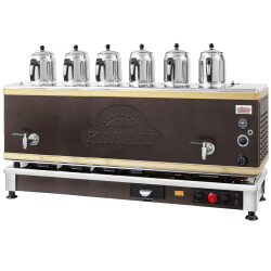 Ateşe Gold Otomatik Gazlı Elektrikli Statik 6 Demlikli Çay Kazanı, 65 Litre - Ateşe