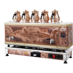 Ateşe Titanium Bakır Akıllı Dijital Çay Makinesi - 5 Demlikli - TAGE05 - Ateşe