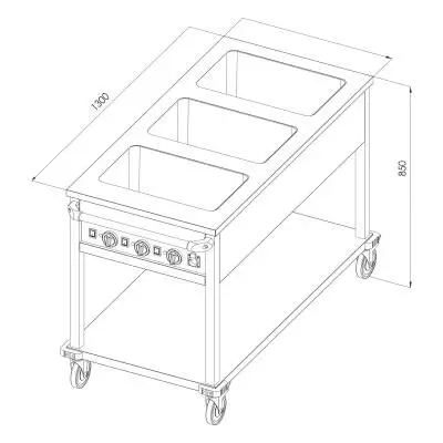 Öztiryakiler Hareketli Bain Marie Taban Raflı Elektrikli 4*GN1/1-150 Paneli Yanda - 1