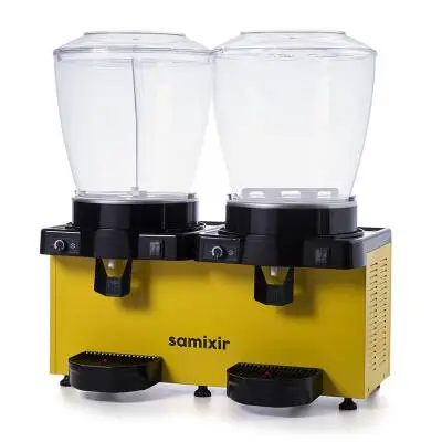 Samixir SM44 Panaromik Analog Twin Soğuk İçecek Dispenseri, 22+22 L, Fıskiyeli ve Karıştırıcılı, Sarı - 2