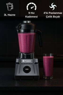 Vosco VHS 602CG Dijital Bar Blender Pro, 3 lt, 1600 W, Gri - 2