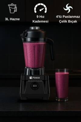 Vosco VHS 602CS Dijital Bar Blender Pro, 3 lt, 1600 W, Siyah - 2