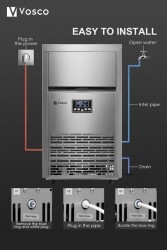 Vosco VSC-45/S Profesyonel 45 Kg/Gün Küp Buz Makinesi - 5