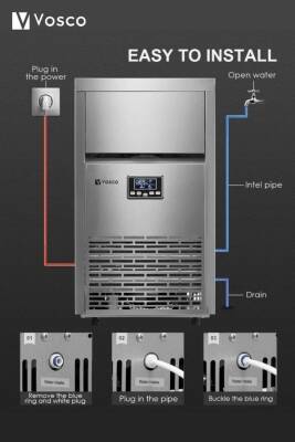 Vosco VSC-45/S Profesyonel 45 Kg/Gün Küp Buz Makinesi - 5