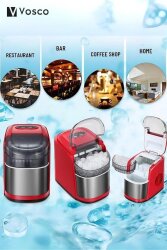 Vosco Buz Makinesi 12 Kg Set Üstü, Kırmızı - 5